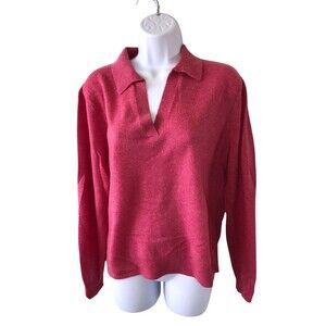 100% Cashmere Size XL Pink Sweater Top Women RN#104647